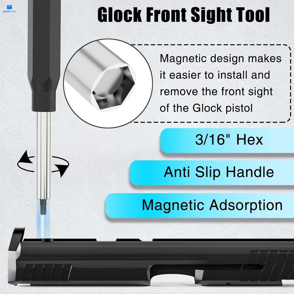 Tool Kit for Glock, Front Sight Remove Pin Punch Magazine Small, Black