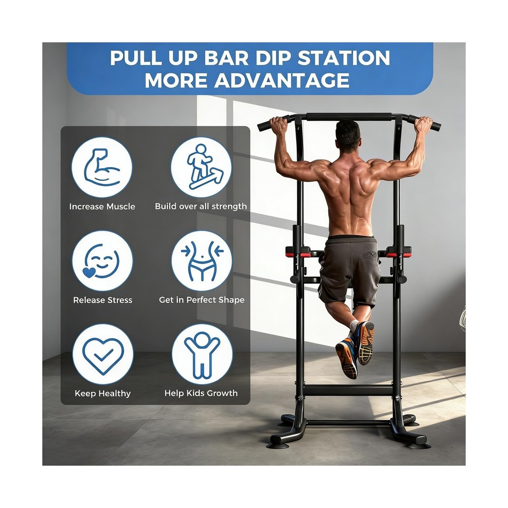 ZENOVA Pull Up Bar, Multi-Function Pull Up Dip Bar Station, Home Gym Workout ...