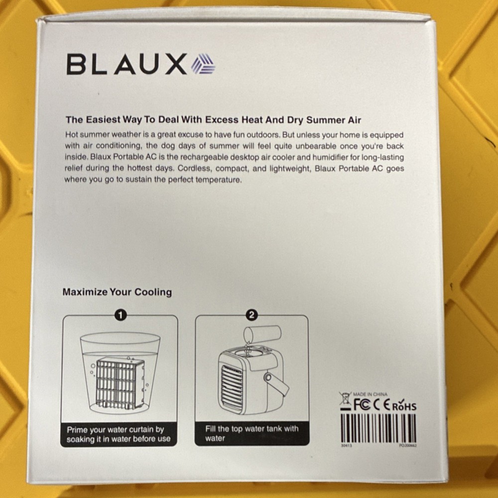 Blaux Portable Air Conditioner, Mist Function, Mood Light, Replaceable Curtain