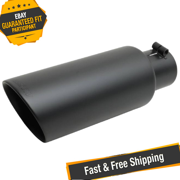 Gibson 500648-B Universal Black Ceramic Rolled Edge Angle Exhaust Tip
