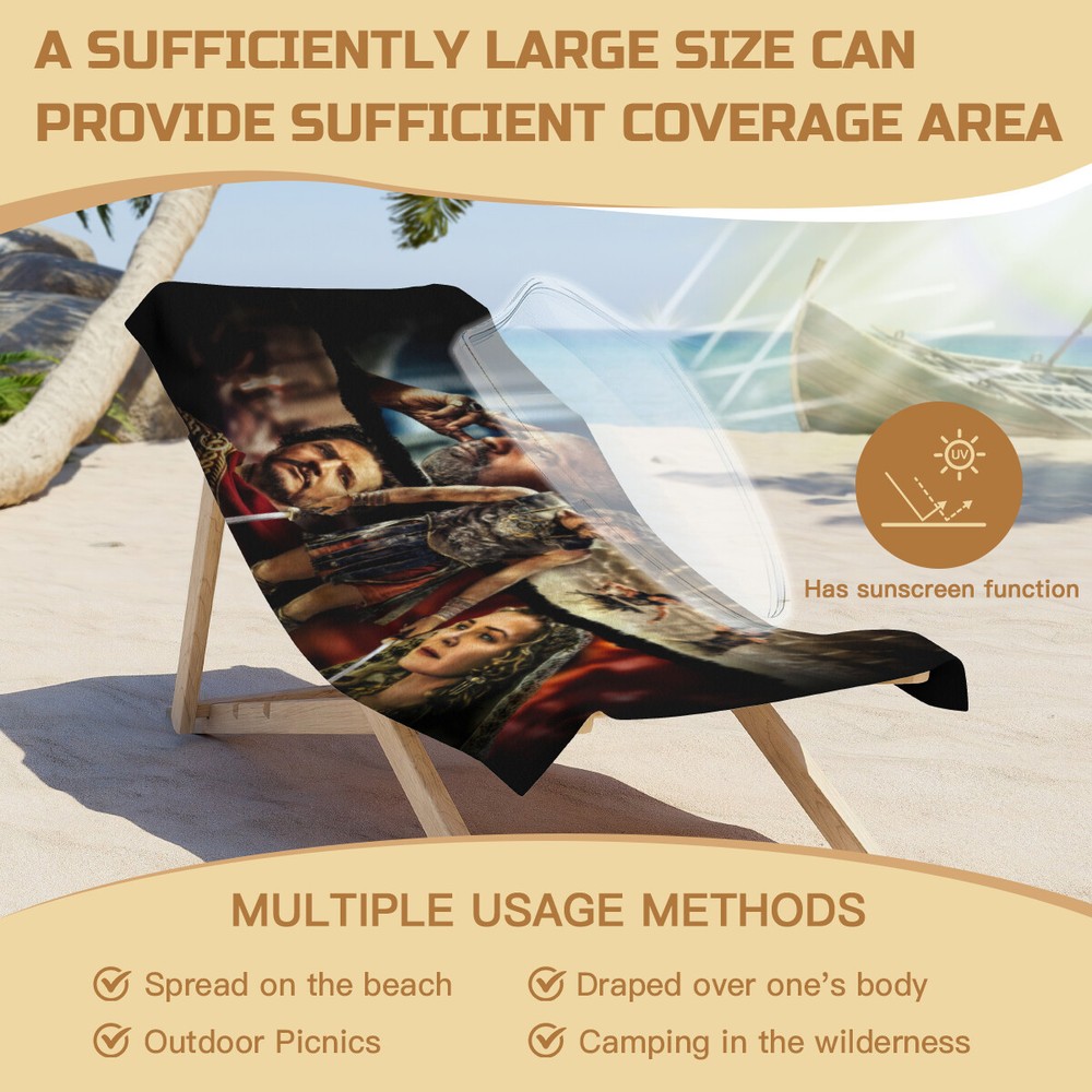 Gladiator Beach Towel Quick Drying Microfiber 30"x60" Birthday Gift