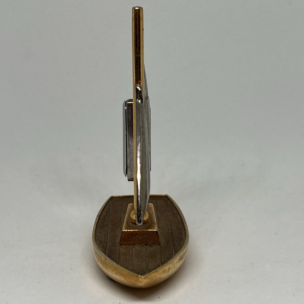 Elgin Miniature Brass Sail Boat Quartz Clock Untested