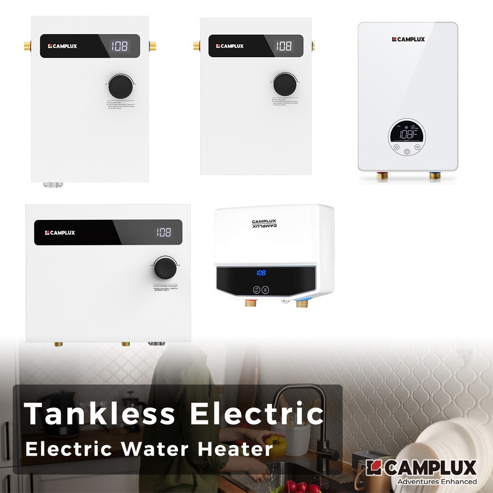 CAMPLUX Tankless Water Heater Electric On Demand Hot Water for Washing, Shower