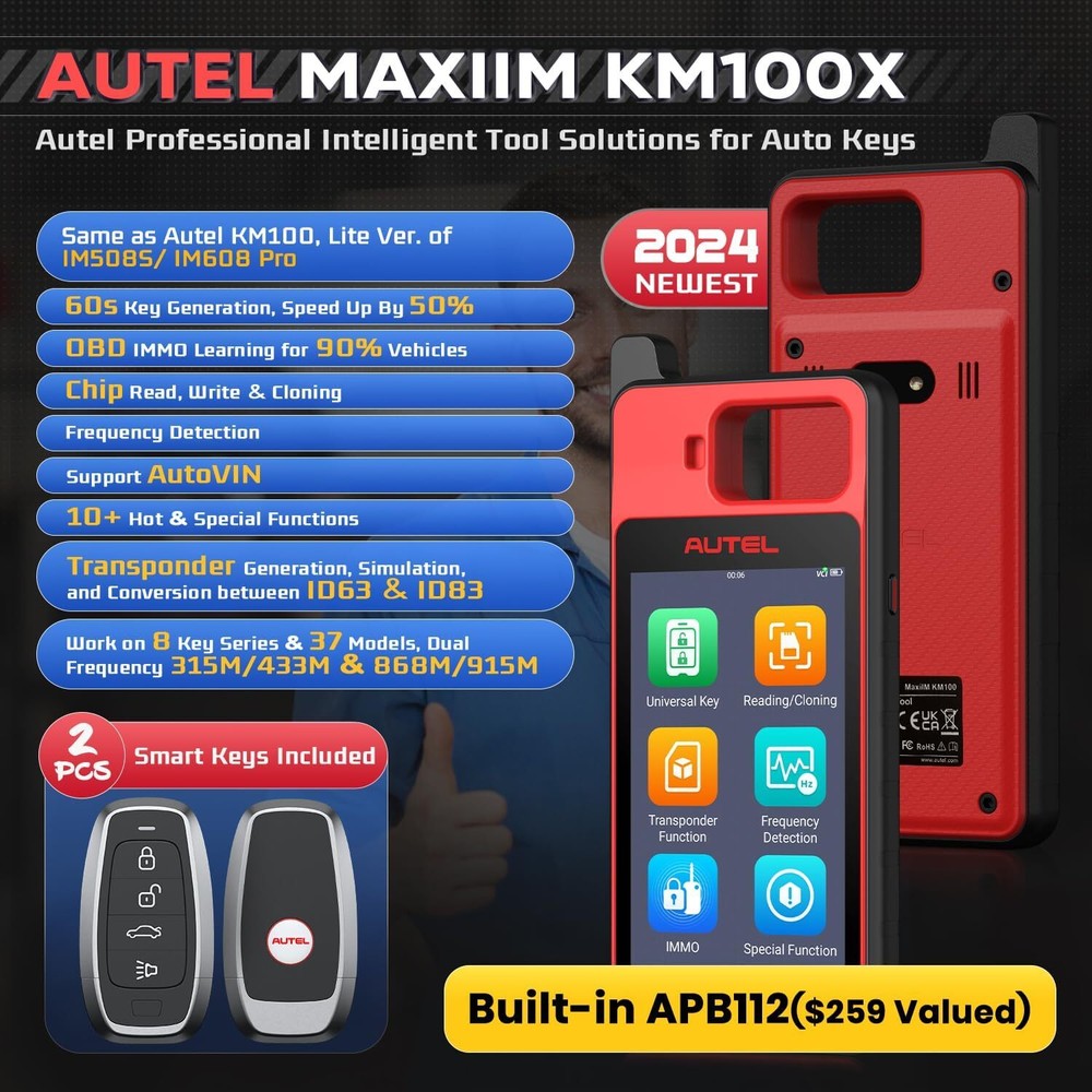 2025 Autel MaxiIM KM100 KM100E Key Fob Programming Tool Programmer Immobilizer