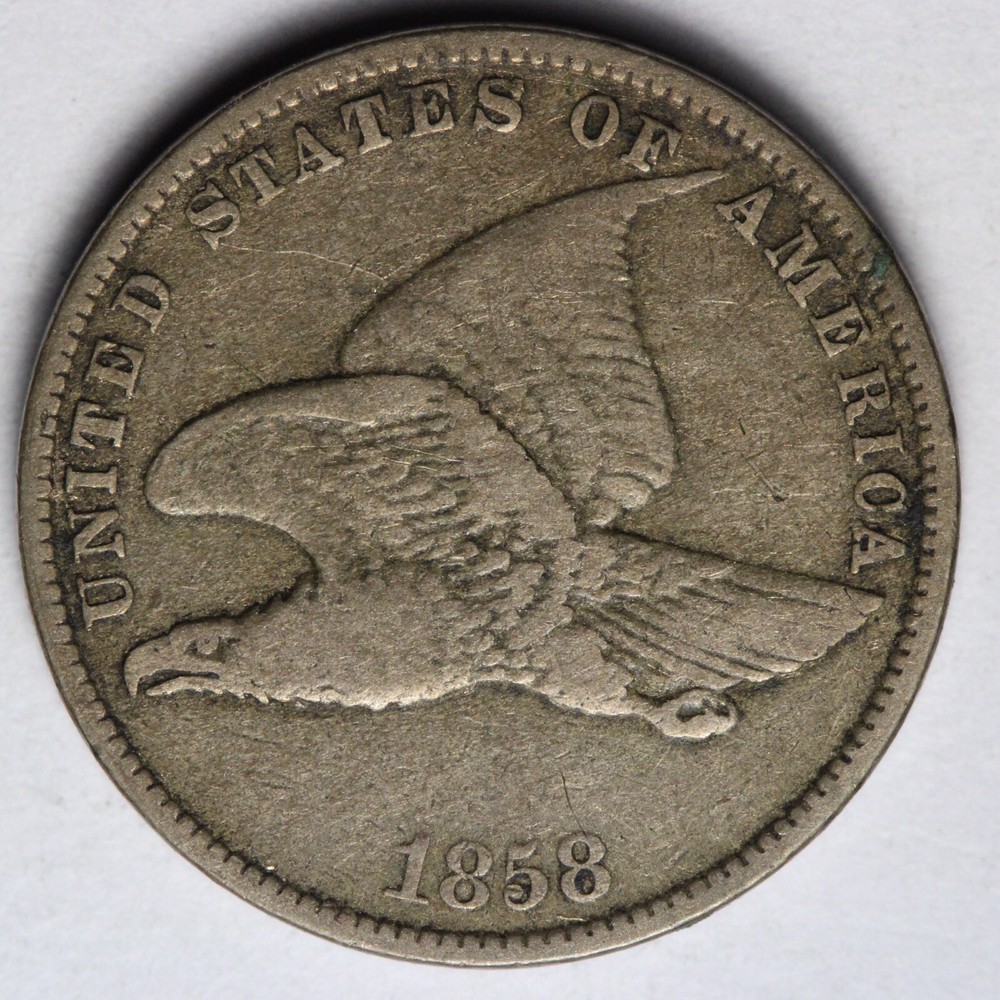 1858 S.L. Flying Eagle Cent Penny VF E106 STEM