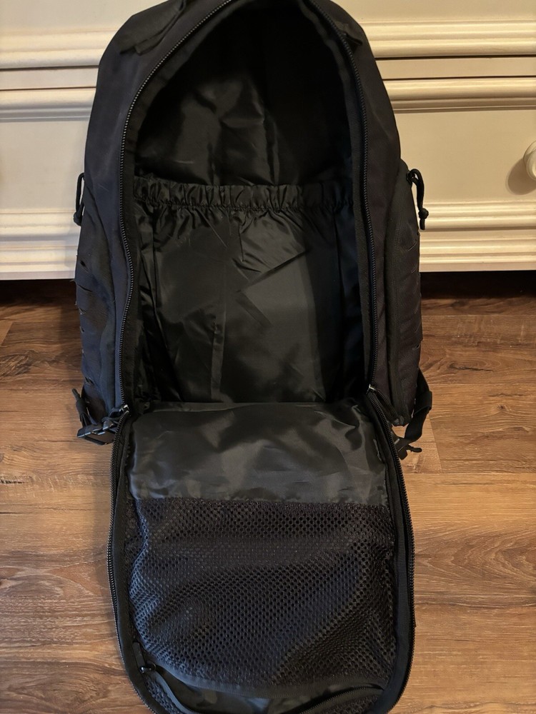 HIGHLAND TACTICAL Roger Ballistic Backpack, Molle Webbing, Black, EUC