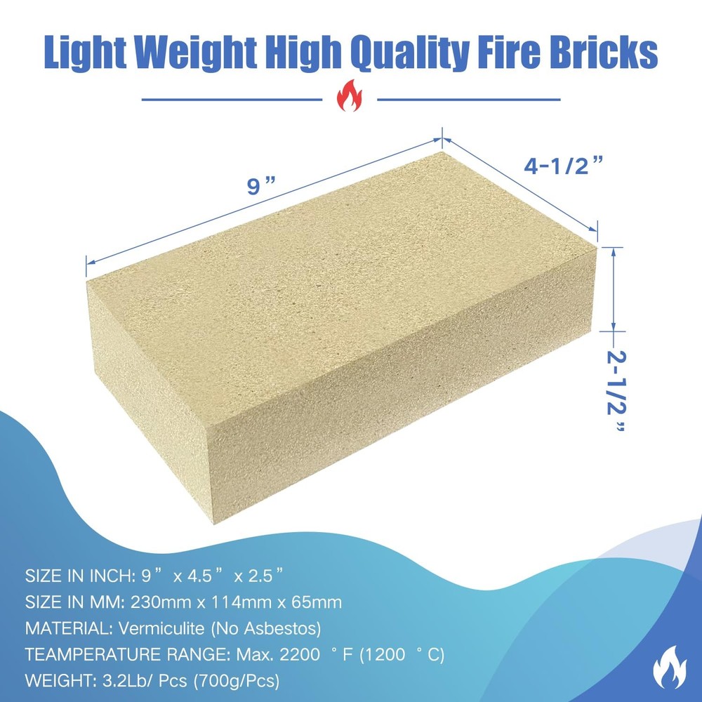 Protalwell Fire Bricks, Size 9″ x 4-1/2″ x 9"x4.5"x2.5" - 3 Pack, 3 Pack