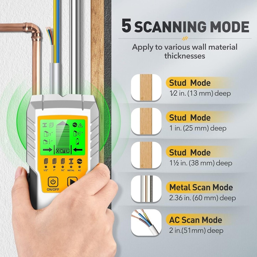 Compact & Durable Stud Finder with LCD Display for Safe Wall Detection