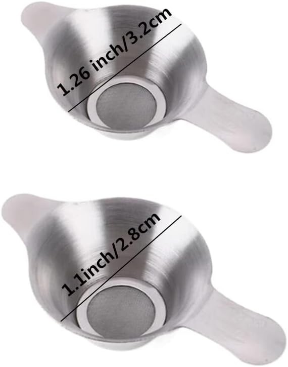 2-Pack Stainless Steel Tea Strainer Funnel Mini Fine Mesh Infuser 2 Sizes