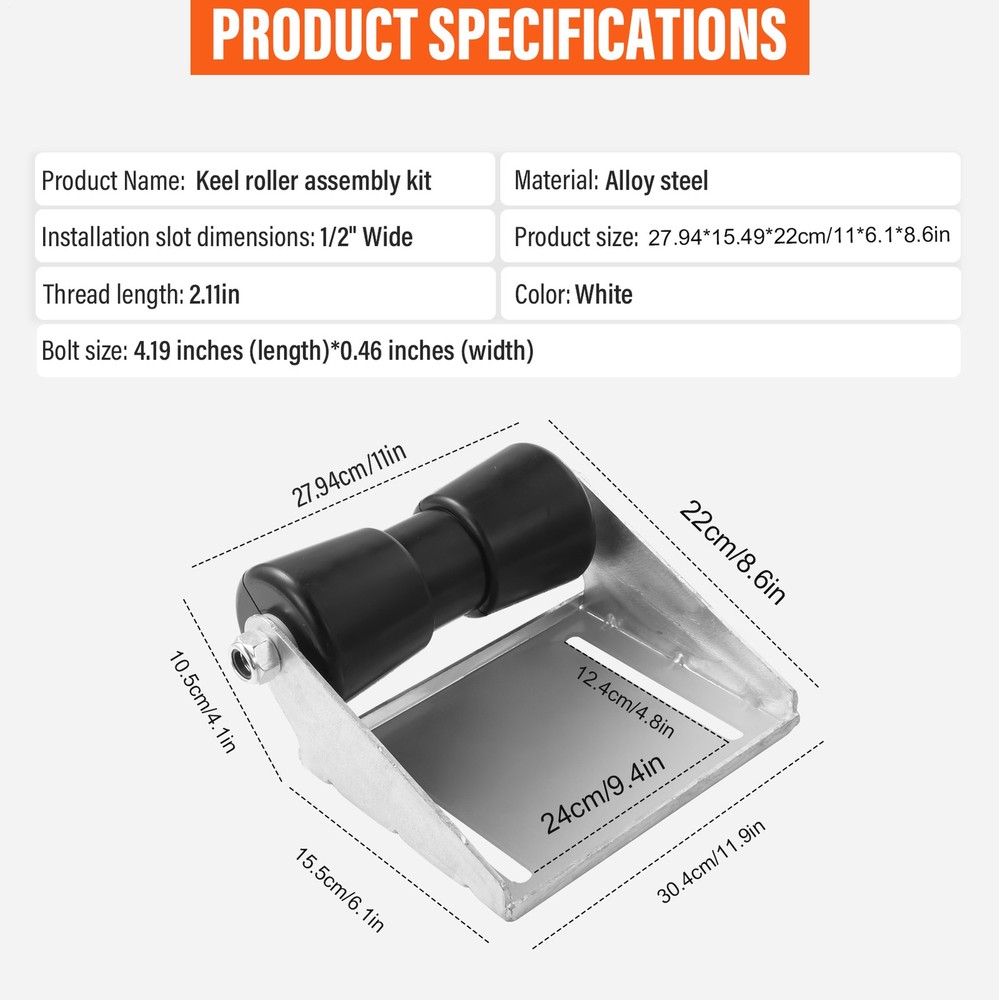 Boat Trailer Rollers with Brackets 12" Keel Roller Assembly Kit For Boat Trailer