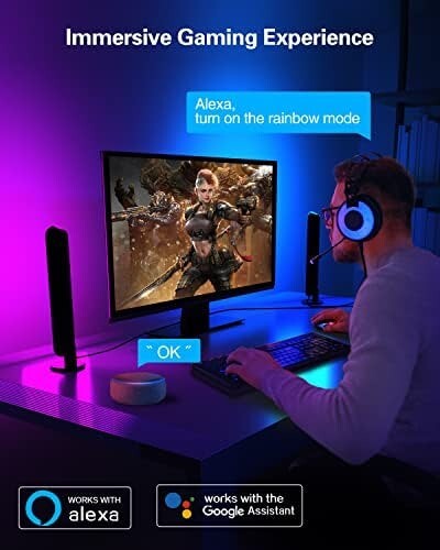 Smart LED Light Bars, Juylux Bright Gaming Lights w/ 10 Dynamic Modes, bluetooth