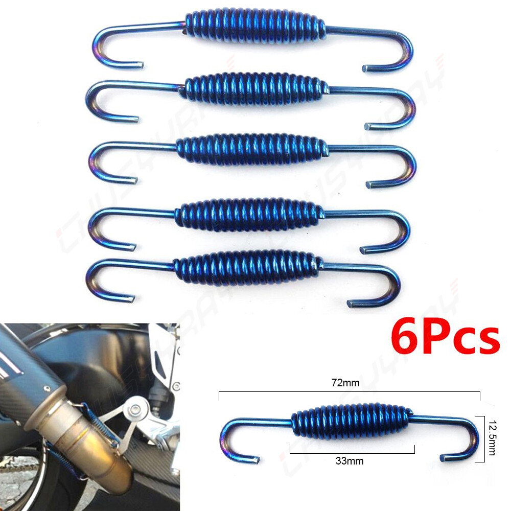 6pcs Universal Car Exhaust Pipe Spring Length 72mm / Width 12.5mm
