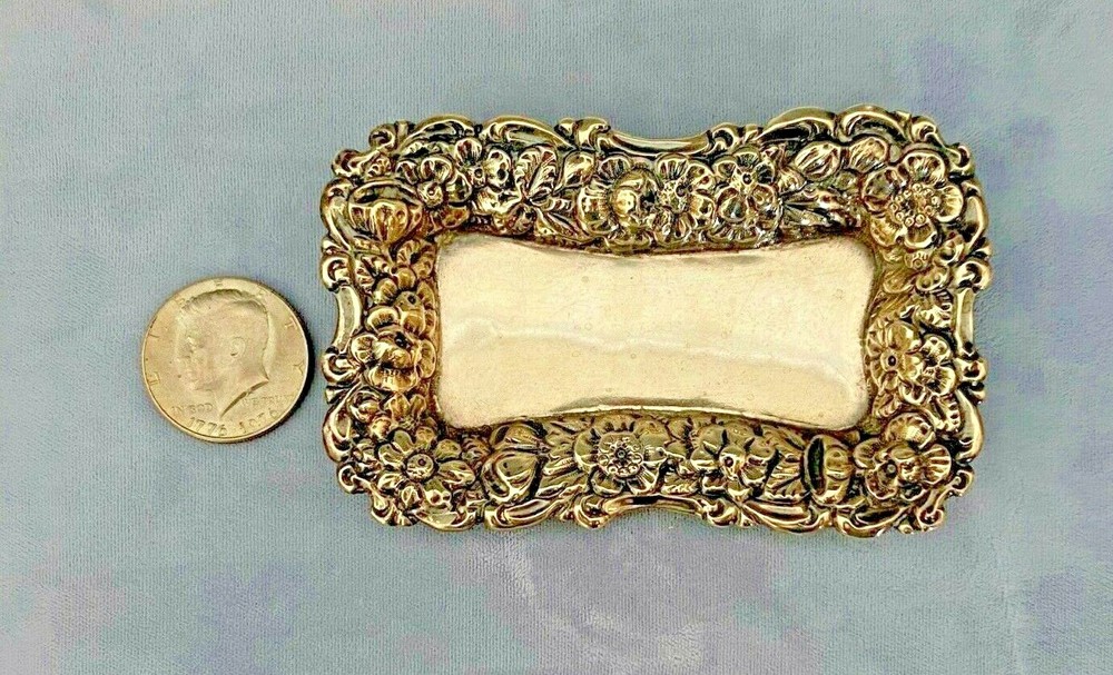 SIMMONS Shaped Sterling Silver Repousse 4" Tray