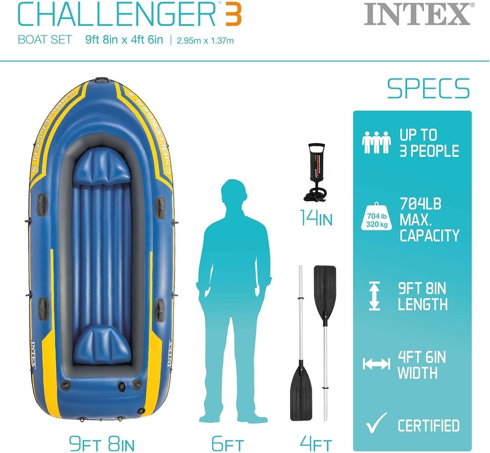 INTEX Challenger Inflatable Boat Set with Oars & Pump