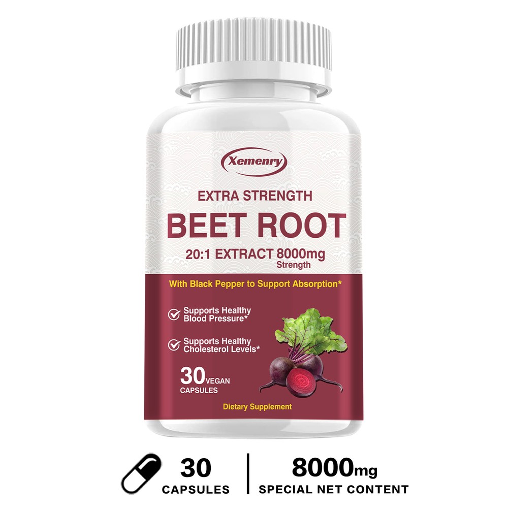 Extra Strength Beet Root 20:1 Extract Capsules - Heart & Blood Pressure Support