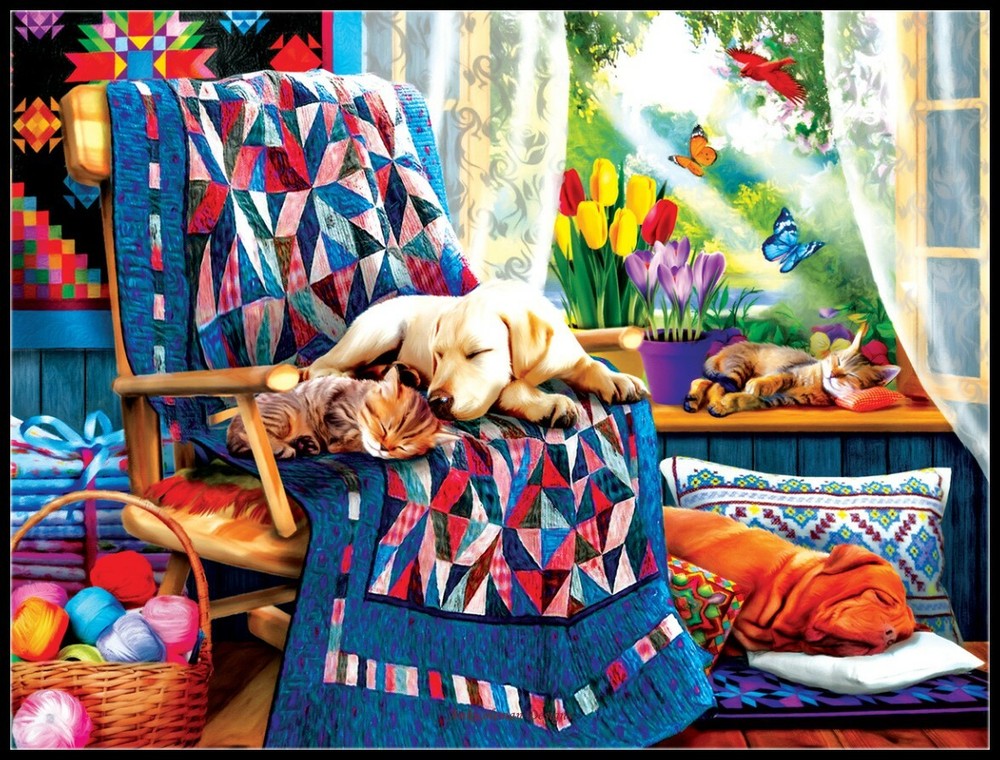 Springtime Nap - DIY Chart Counted Cross Stitch Patterns Needlework DMC Color