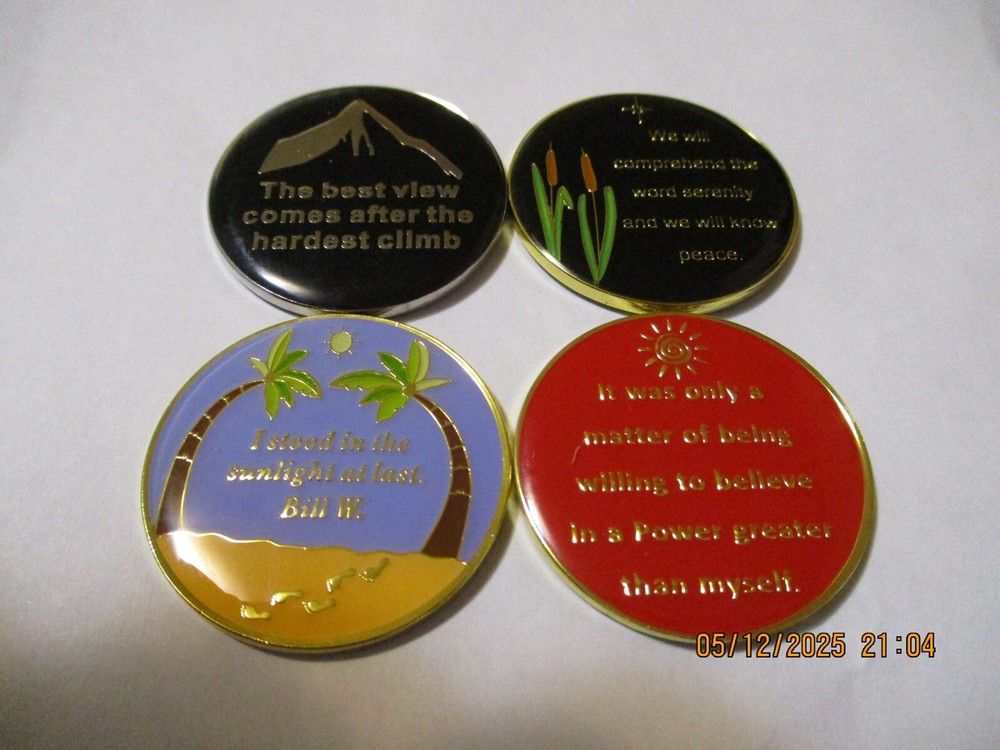 Coin Pink Butterfly Into Action Tri-plate 12 Step Programs