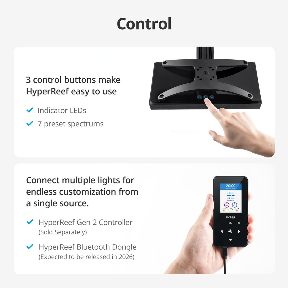 NICREW HyperReef 200 Gen 2 Reef LED Light, 200W 200 2, Black