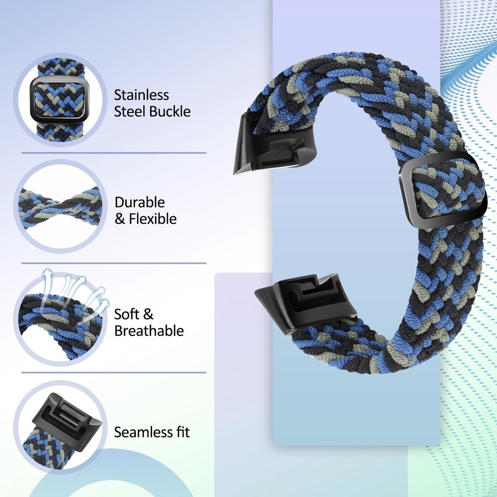 VNDAPT Elastic Braided Bands Compatible with Fitbit Charge 5/Fitbit Charge 6 ...