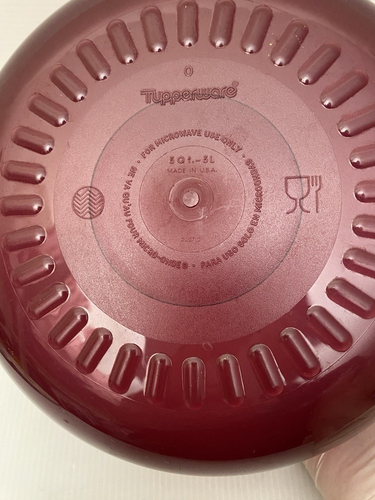 VTG Tupperware TupperWave Stack Cooker Microwave Steamer Cranberry Red 4 Pieces