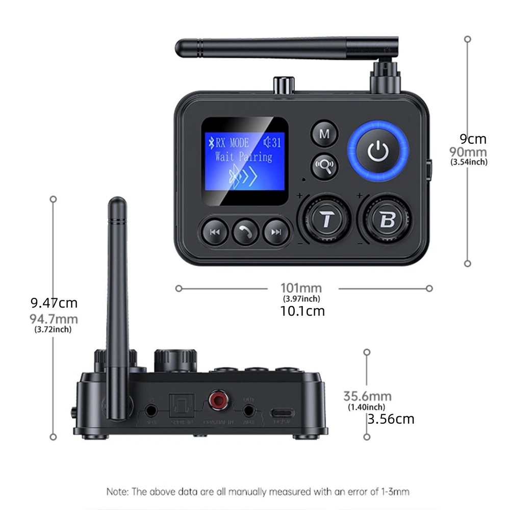 For Bluetooth 5.4 Transmitter Receiver 3.5mm AUX RCA Audio Adapter Replacement