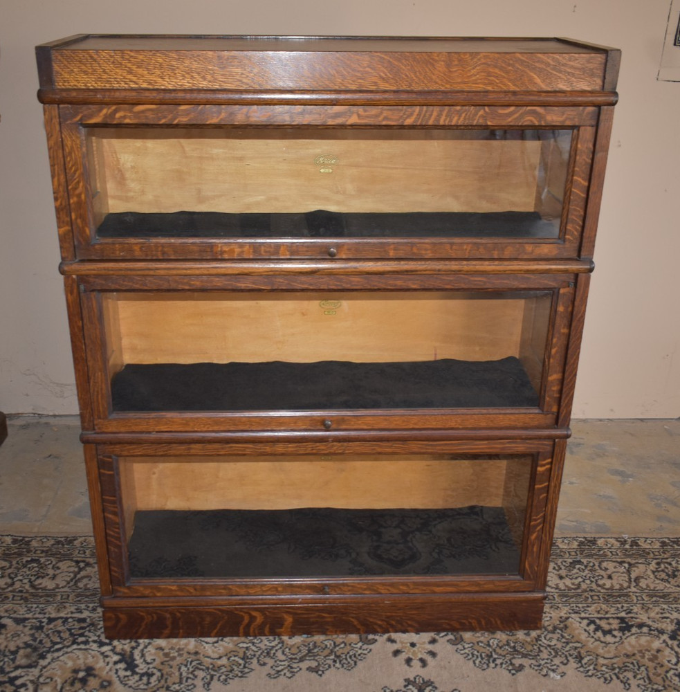 Macey Barrister Lawyer Bookcase 3 Stack Oak Sectional Display Case