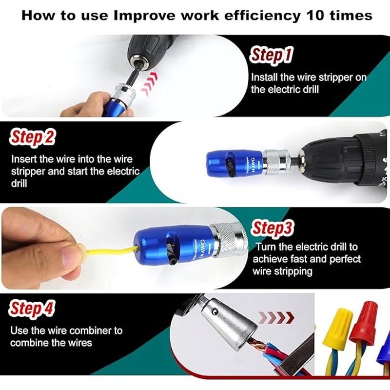 Wire Stripper for Drill Toolbox Kit- 10 pcs-NWT-HH