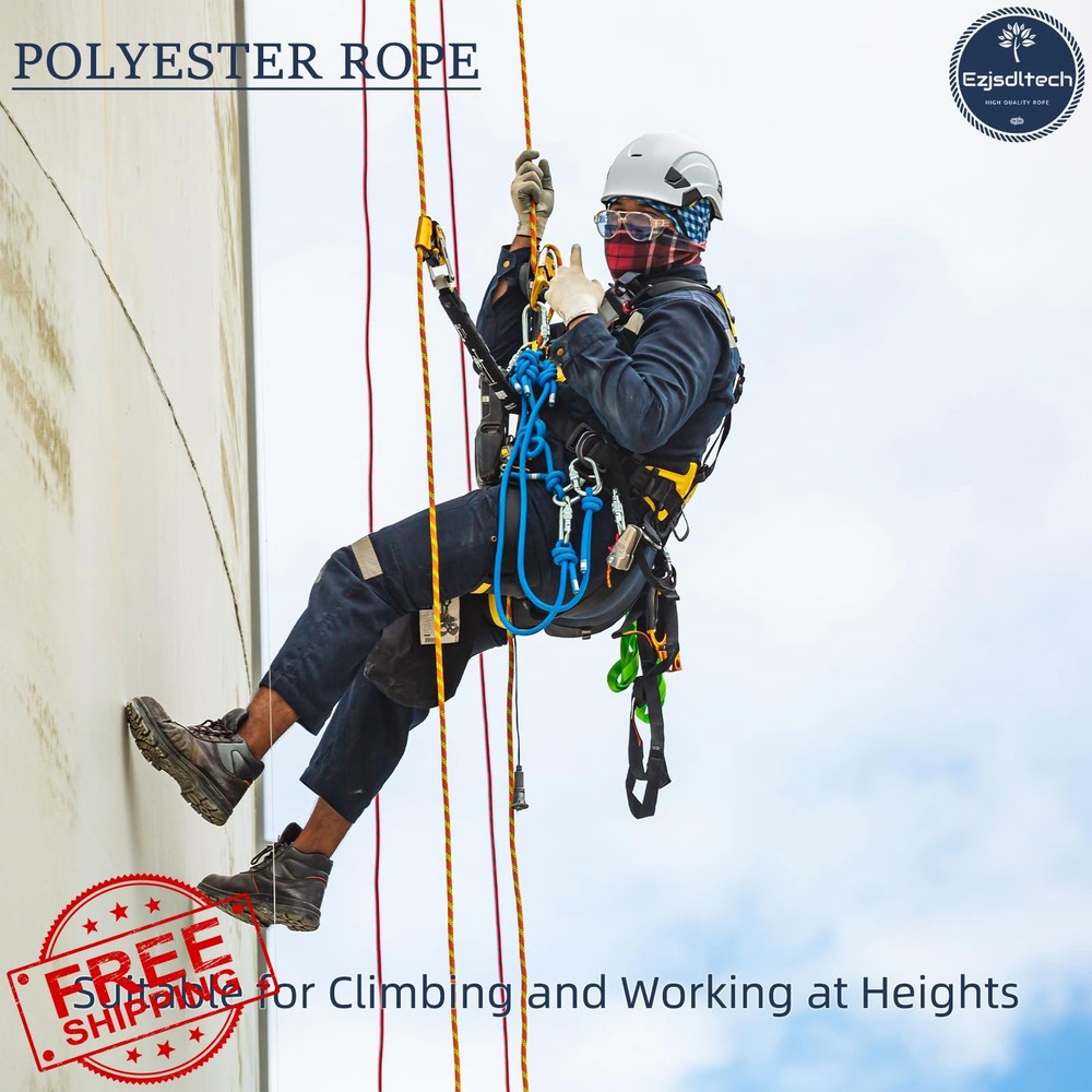 Ezjsdltech 1/2"x200ft Black Arborist Rigging Rope Polyester