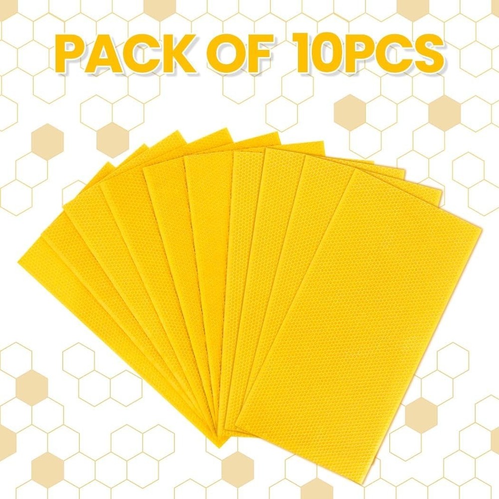 Durable 10-Pc Beehive Foundation Sheets with Beeswax Coating, Standard Deep Size