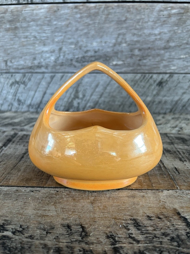 Cechoslovakia Orange Luster Basket Vintage Home Decor