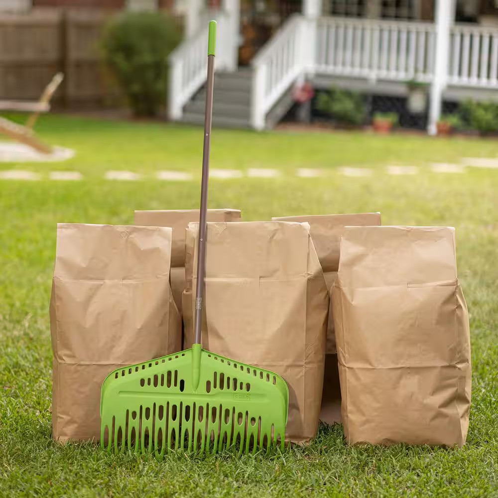 FLIP 54.25 In. Steel Handle Poly Scooping Leaf Rake NEW