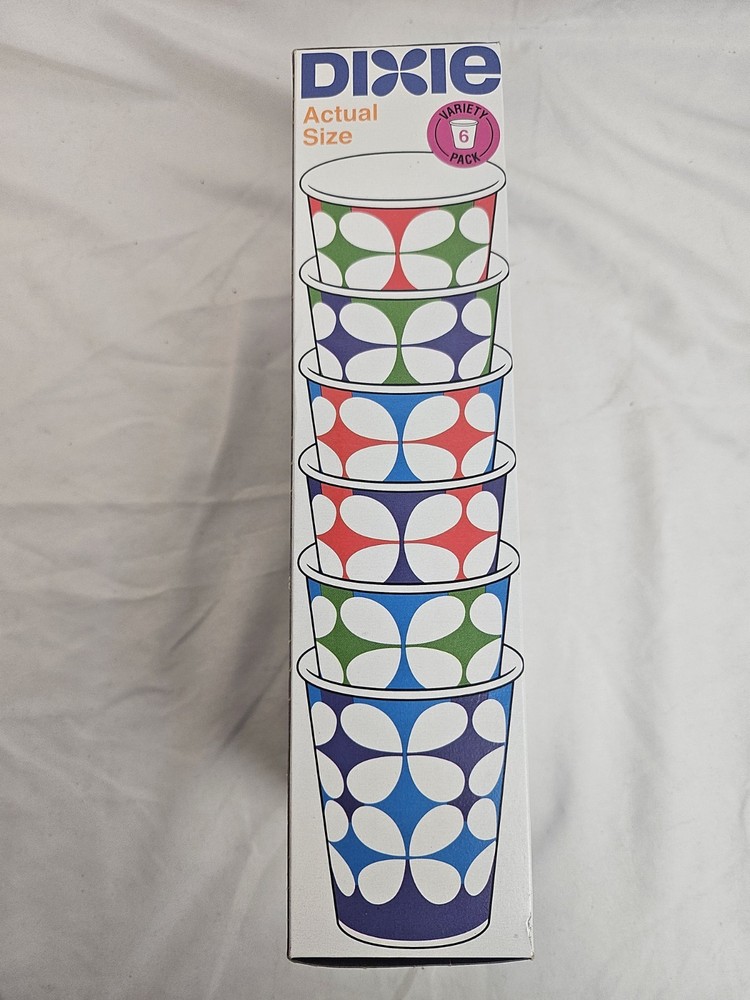 Dixie Cups Throwback Pattern 5 oz 100 Count 1960's Pattern NEW Unopened