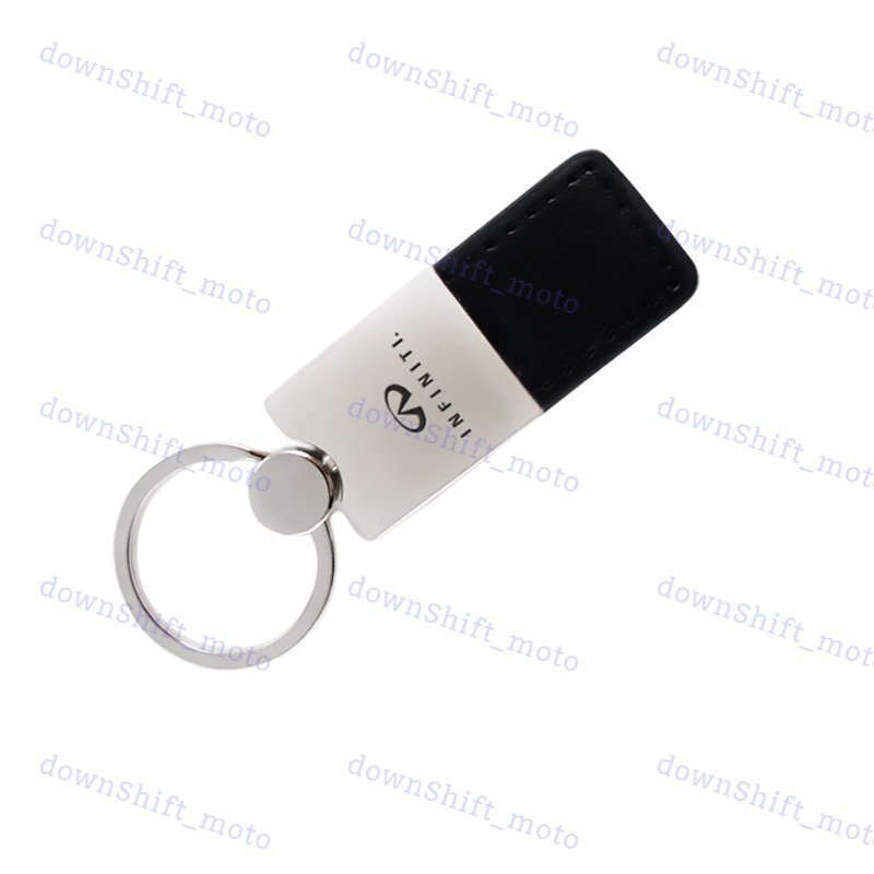 For INFINITI Logo Rectangular Authentic Black Leather Key Fob Keychain Key Tag