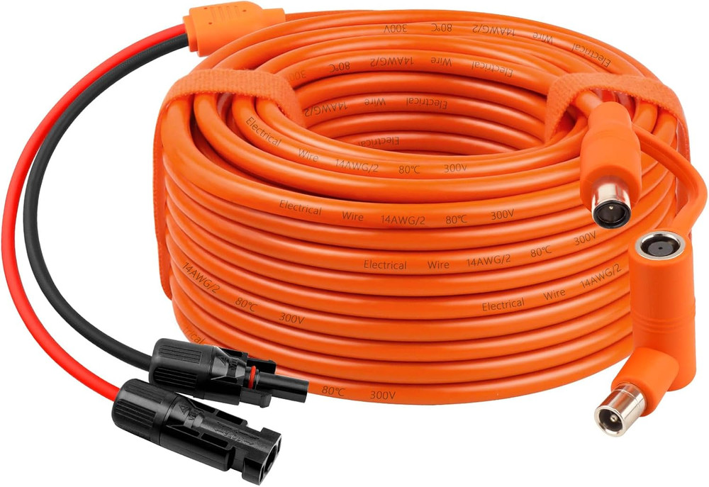 50FT Solar Panel to DC Adapter Cable, Tinned Copper Wire for Power Stations