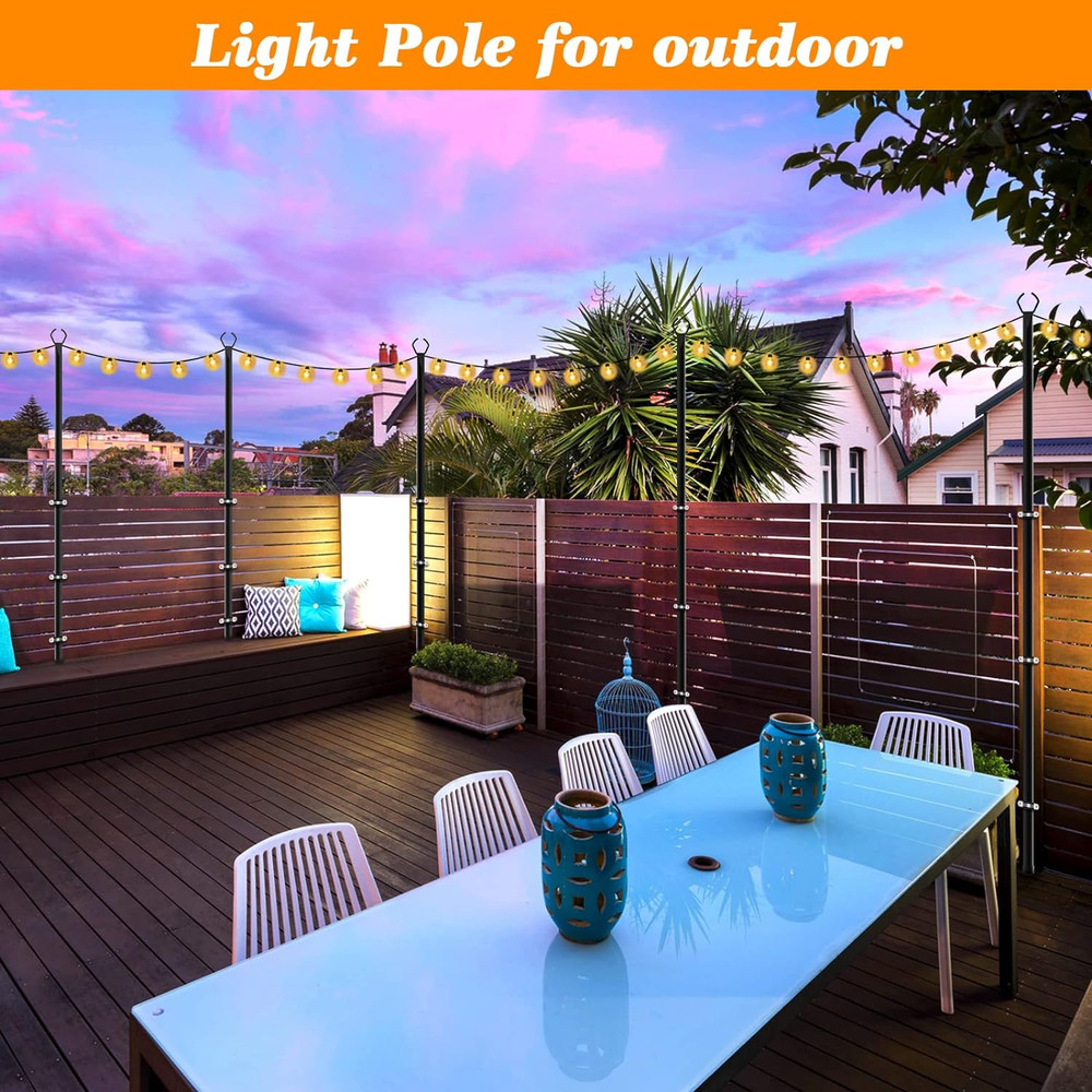 2 Pack String Light Poles,10 Ft Light Poles for outside String Lights,Outdoor Li