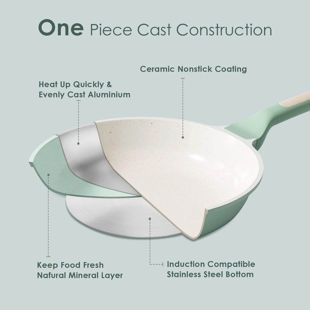 SENSARTE Nonstick Ceramic Cookware Set Large 13-Piece, Large, Mint Green