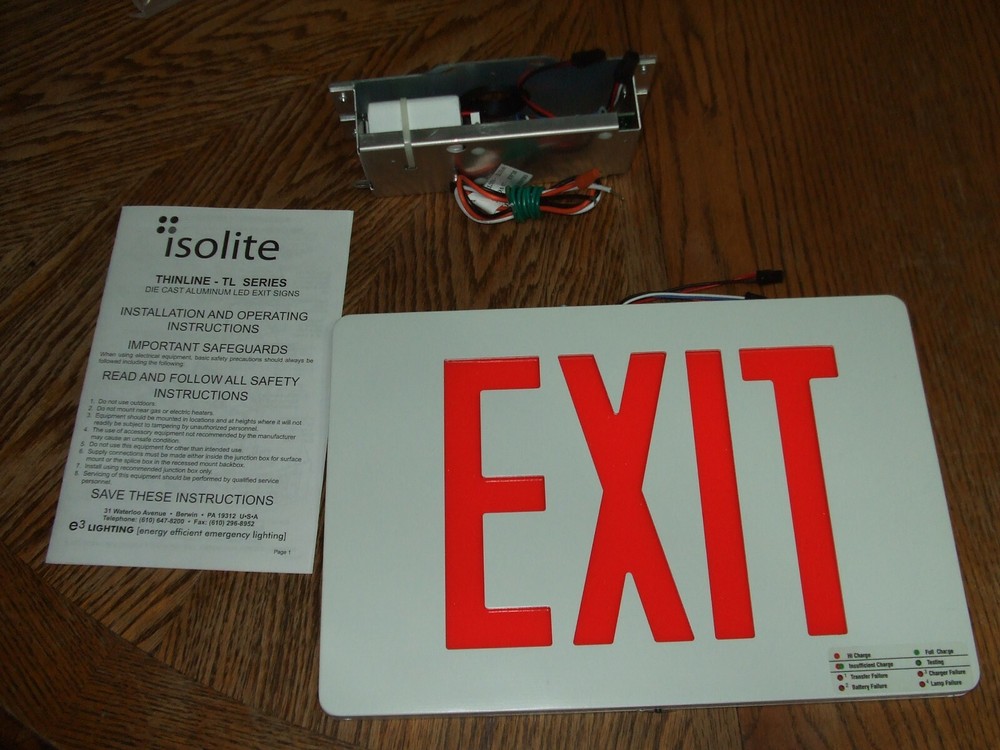 ISOLITE TL SERIES THIN-LINE RECESSED CEILING LED EXIT SIGN, DIE-CAST