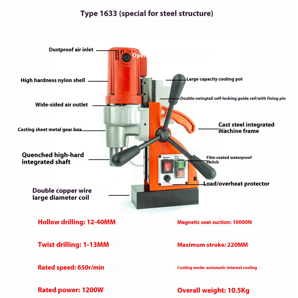 Magnetic Drill Magnetic Base Drill Magnetic Suction Drill 220v Forward Reverse