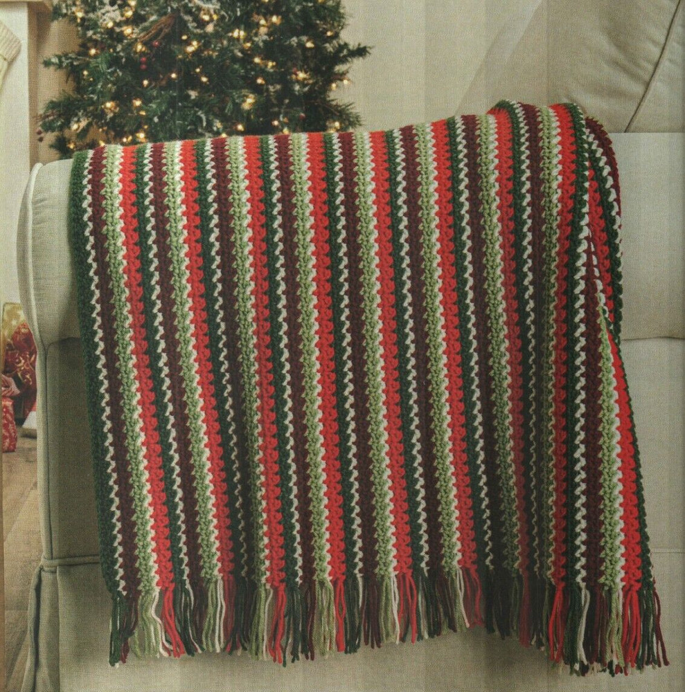 EASY CHRISTMAS THROW AFGHAN HOME DECOR CROCHET PATTERN INSTRUCTIONS
