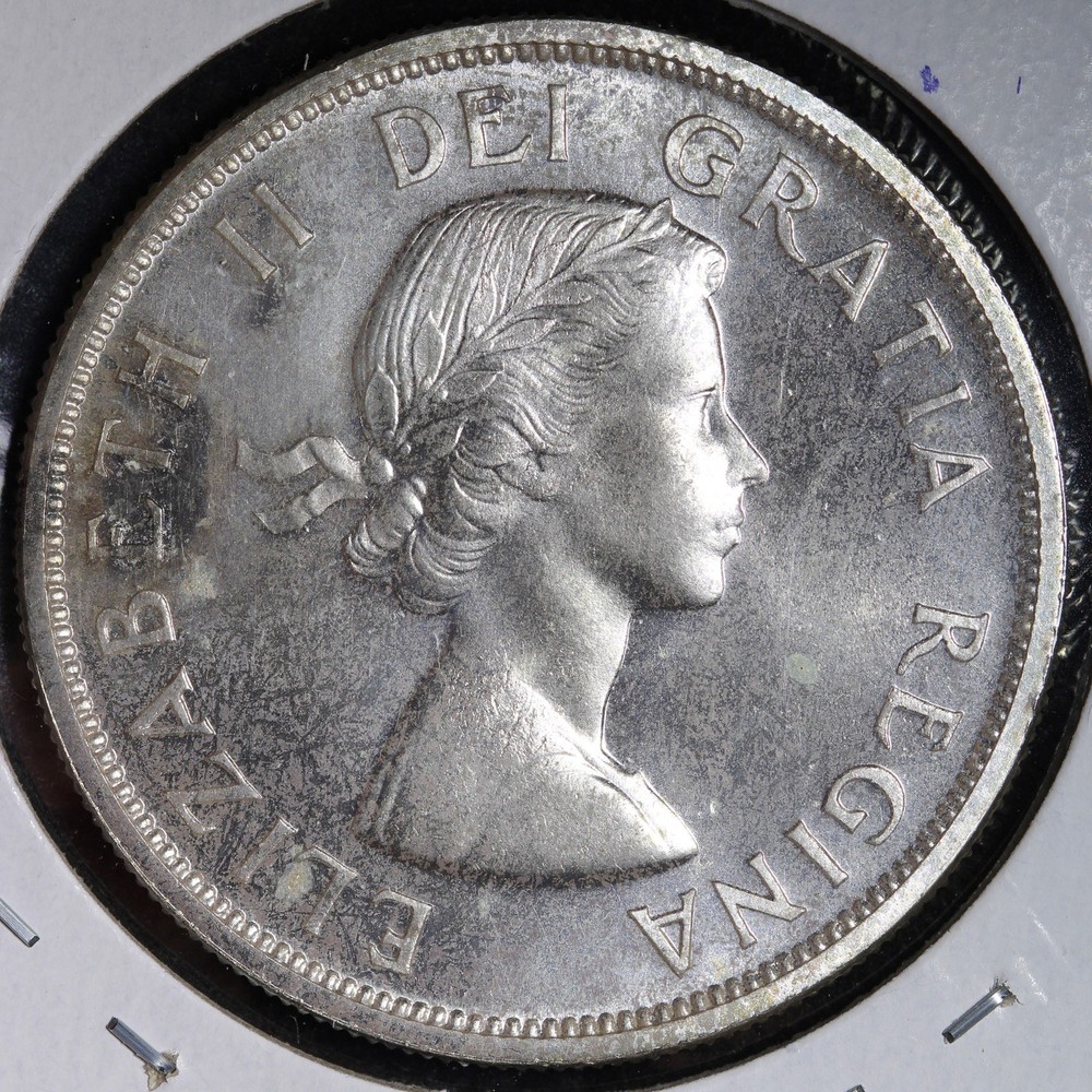 1959 Canada SILVER One Dollar E398 AGIHP