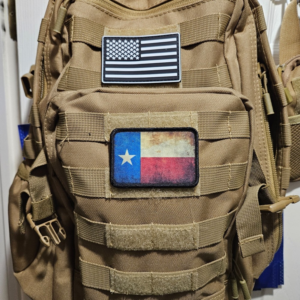 Distressed Texas state flag Morale Patch 2"x3" hook and loop tactical