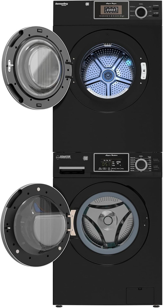 COMPACT STACKABLE LAUNDRY Washer EW 822 1.57Cf + Dryer ED 866 3.1Cf 110V (Black)