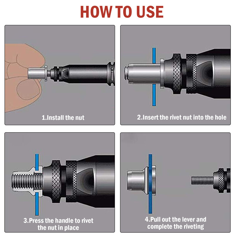 120/240/600 Rivet Nut Kit Rivnut Nutsert Assort Nut Setter Thread Setting Tool