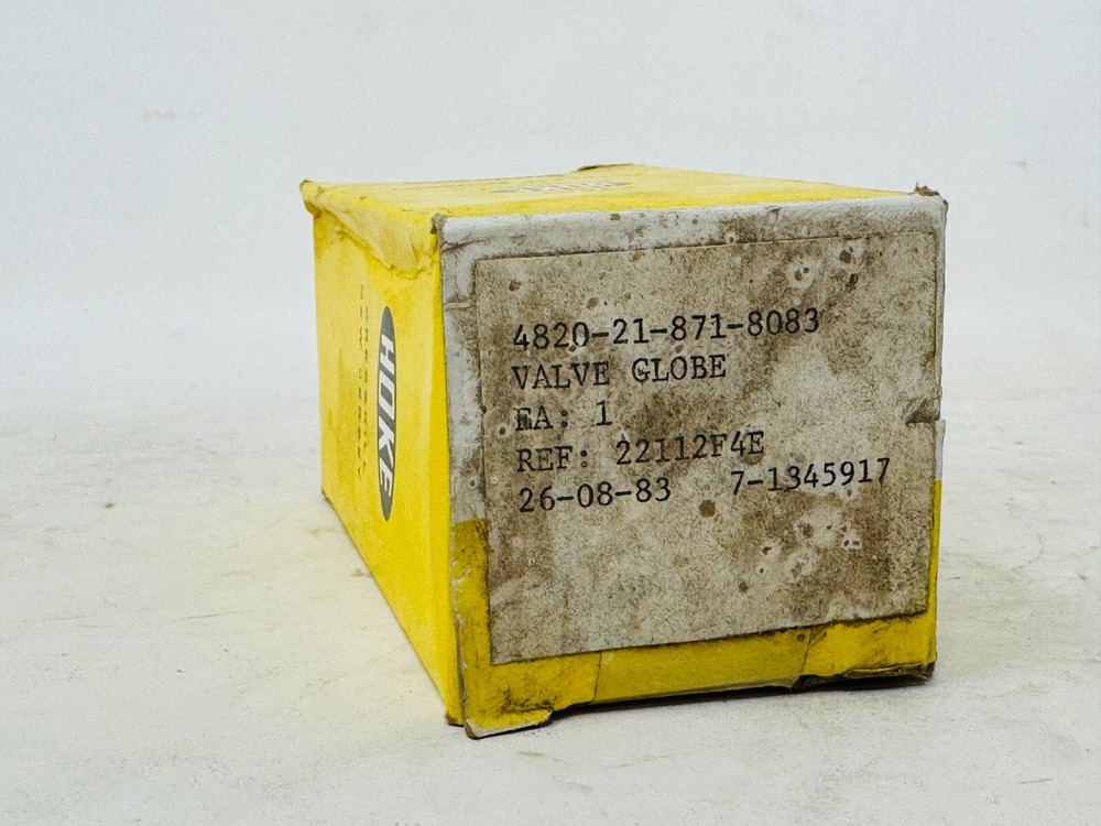 Hoke 4820-21-871-8083 Flow Control Golbe Valve Black Open Box