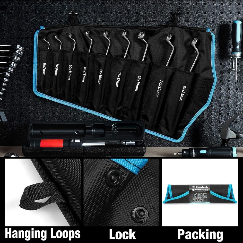 9 PCS Double Box End 75 Degree Deep Offset EXTRA LONG Wrench Tools Set 6-23Mm