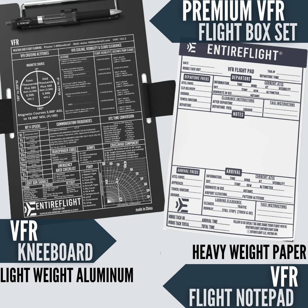EntireFlight VFR Pilot Kneeboard And Flight Pad Aviation Cockpit Notepad