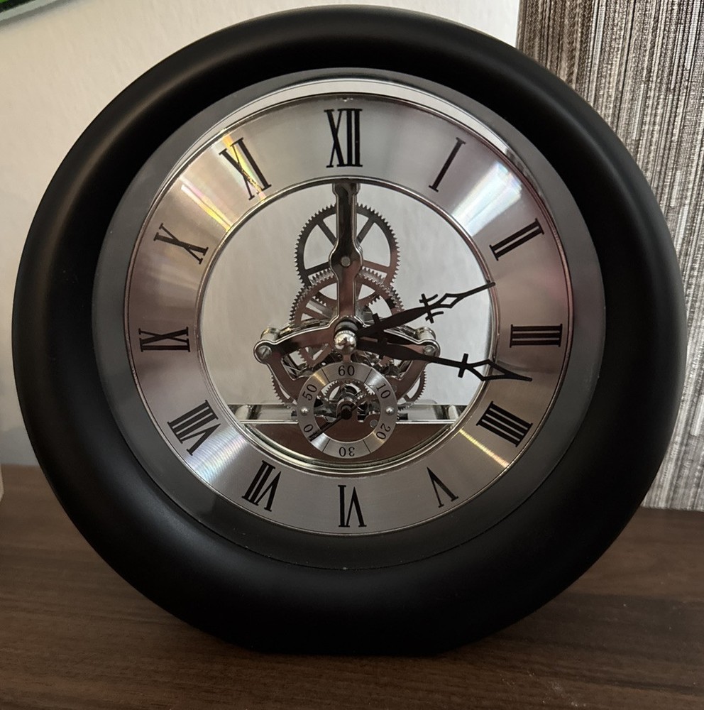 Interactive Gear Desktop Clock Black 7” Home, Office, or Desk Clock