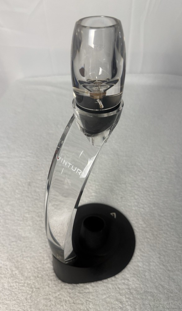 Vinturi Essential Wine Aerator With Stand. Excellent! Black & Clear