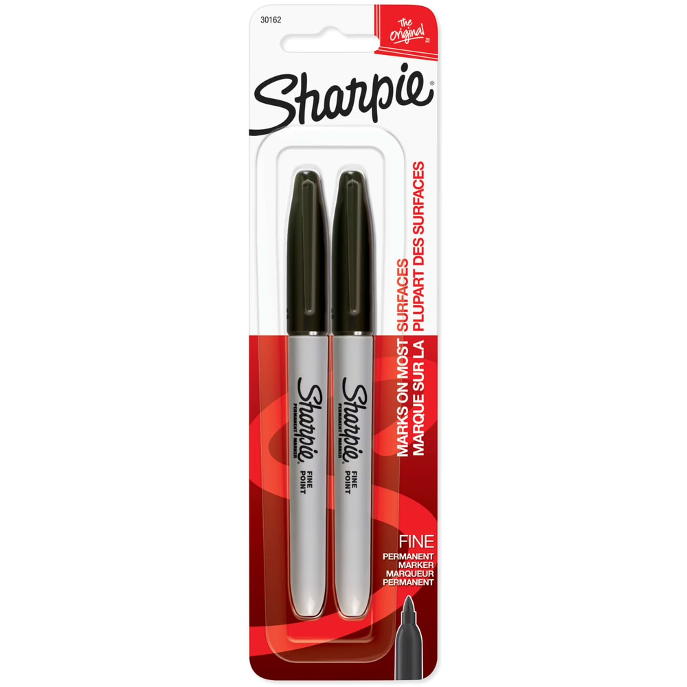 Sharpie Black Permanent Markers Fine Point 2 Count | Smudge-Resistant