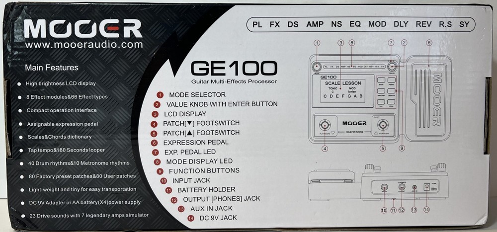 MOOER GE100 Guitar Multi-effects Processor Effect Pedal + Loop Recording New